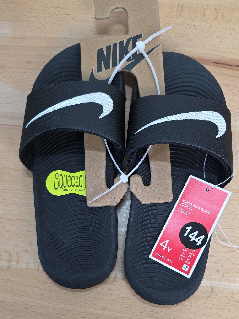 Nike Black & White Slide Sandals 4Y